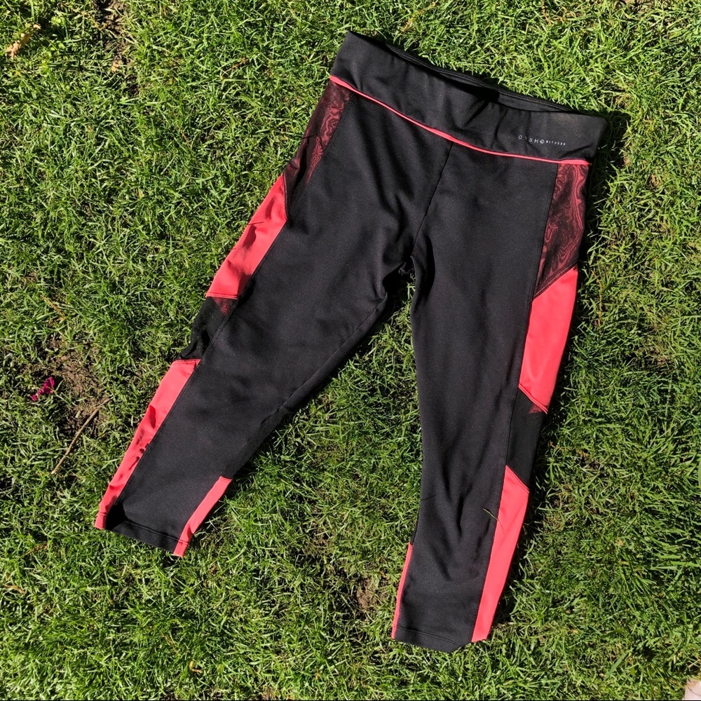 Black and Pink Capris Gym Leggings